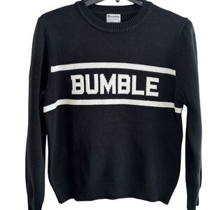 Bumble App Sweater Varsity Long Sleeve Crew Neck Women X-Large  Black White Logo